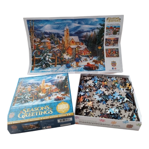 Chuck Pinson MasterPieces Jigsaw Puzzle Sledding to Home 72178 - Picture 2 of 10